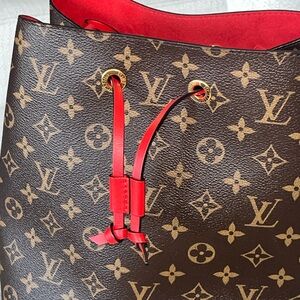 Louis Vuitton Brown and Red Monogram Shoulder Bag